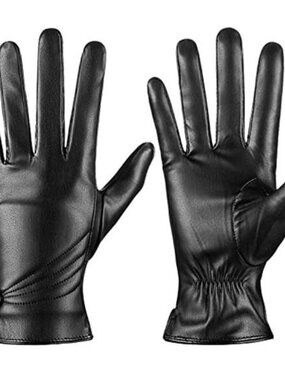 Cashmere Touchscreen Gloves Leather Wrist Winter Warm Wool Lined Gloves